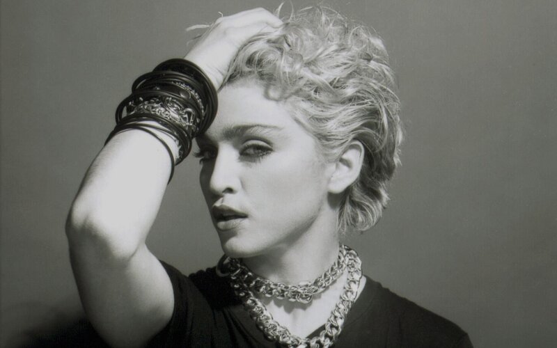 Madonna in black and white portrait