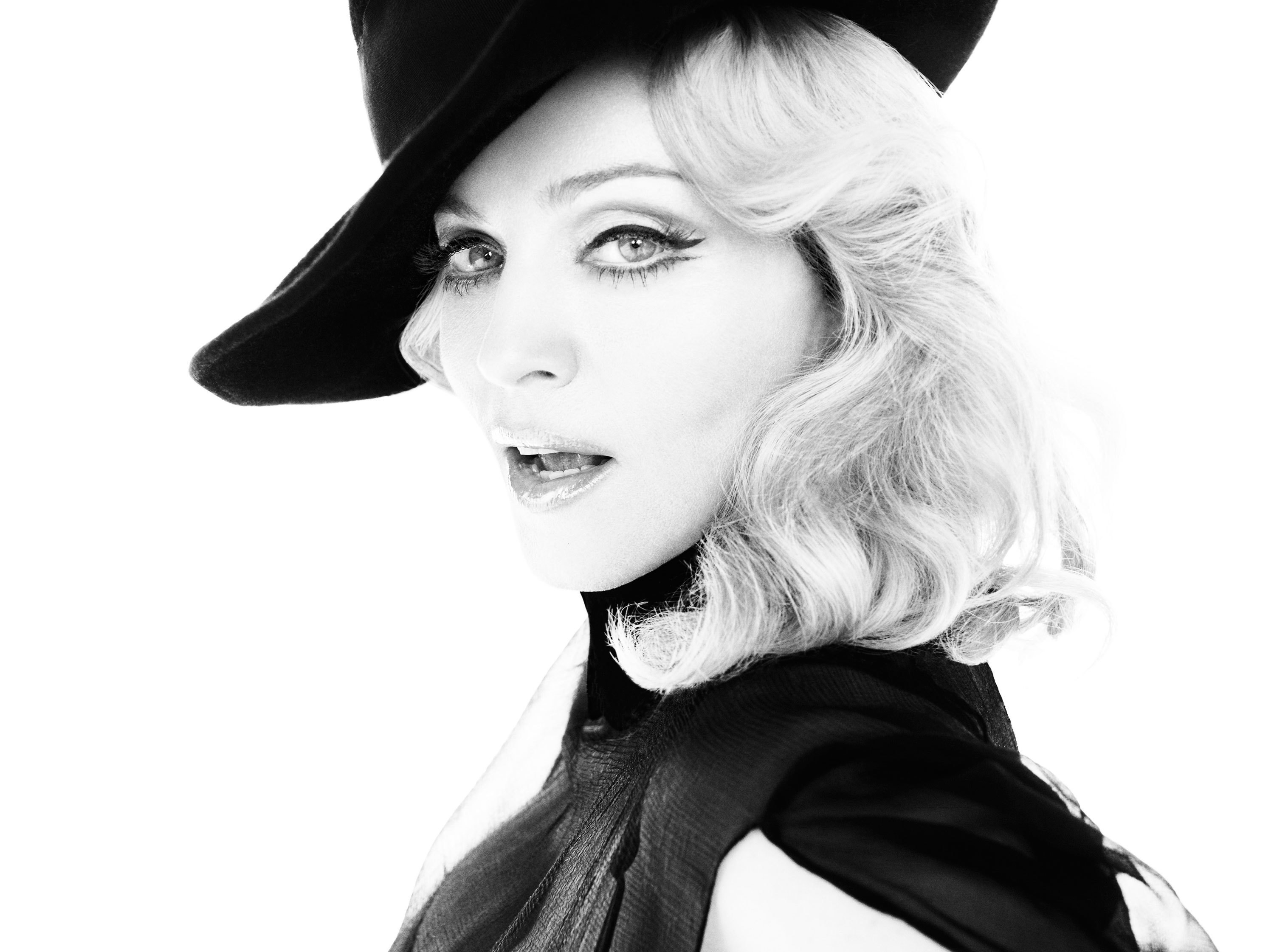 Madonna in black hat portrait