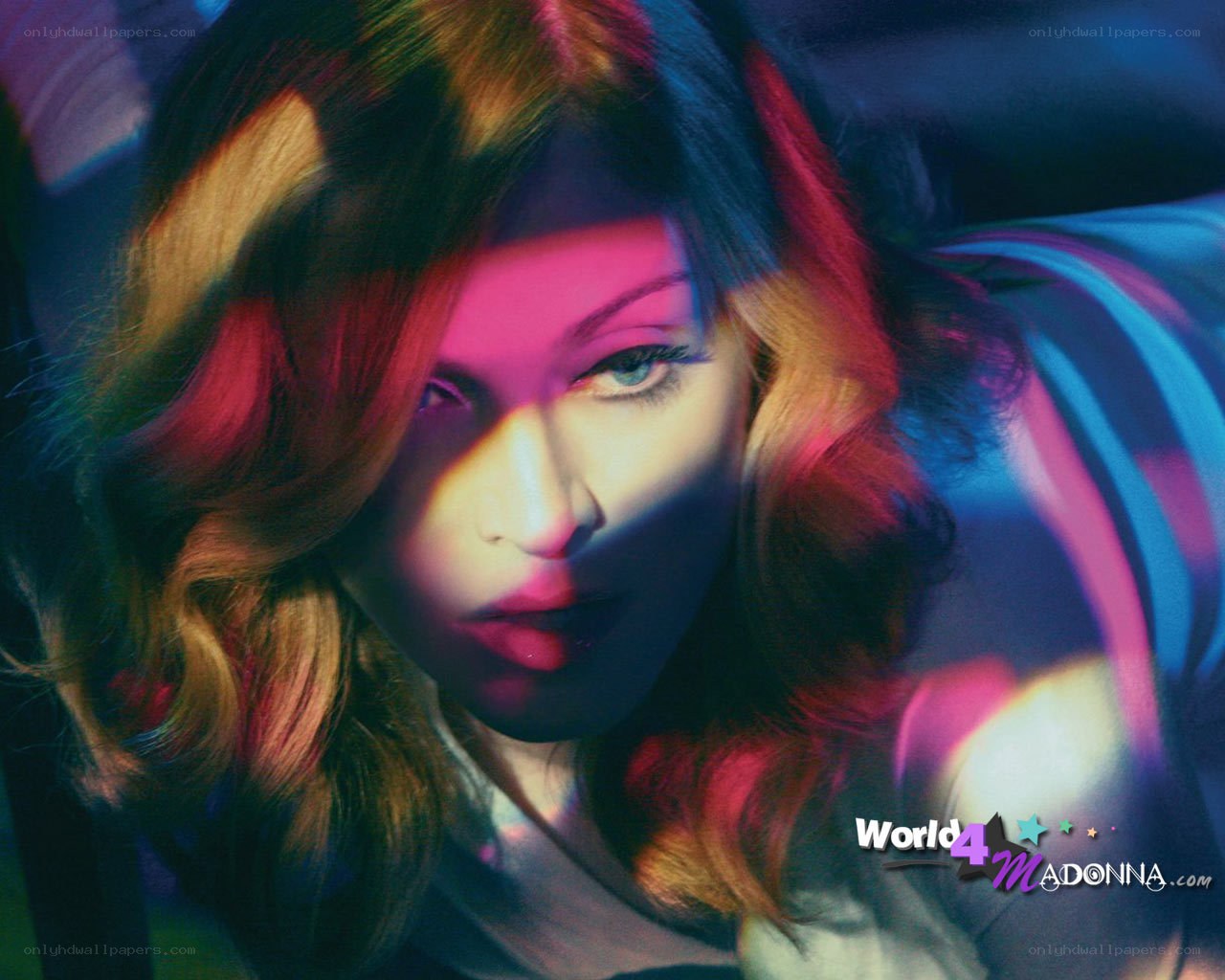 Madonna in colorful lighting