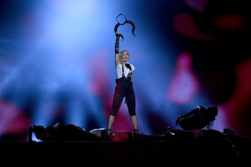 Madonna performs on stage