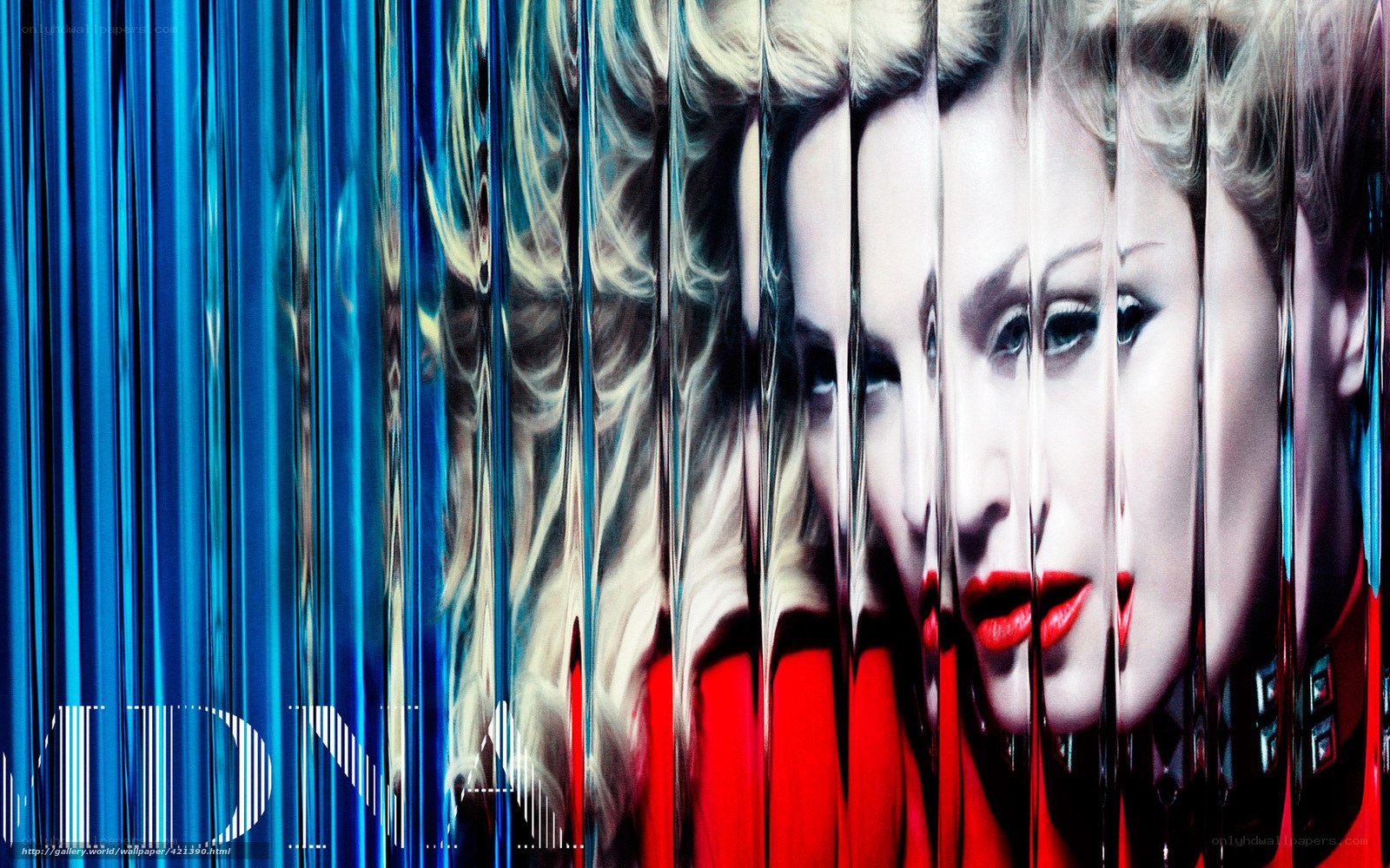 Madonna portrait with blue filter