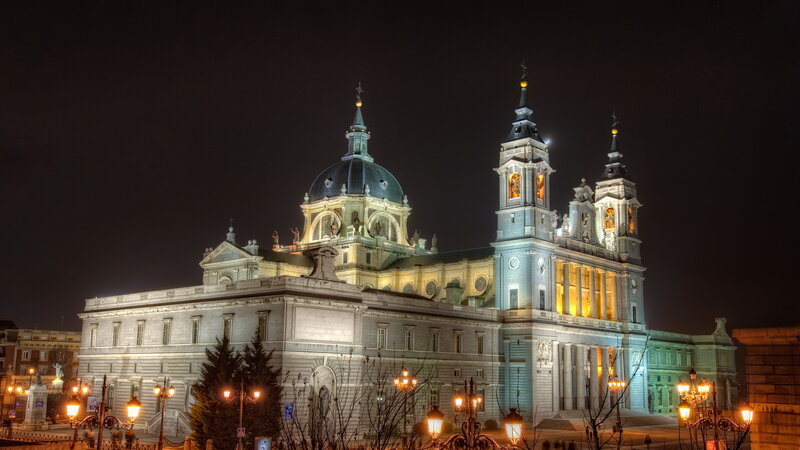 Madrid Cathedral at Night — White
