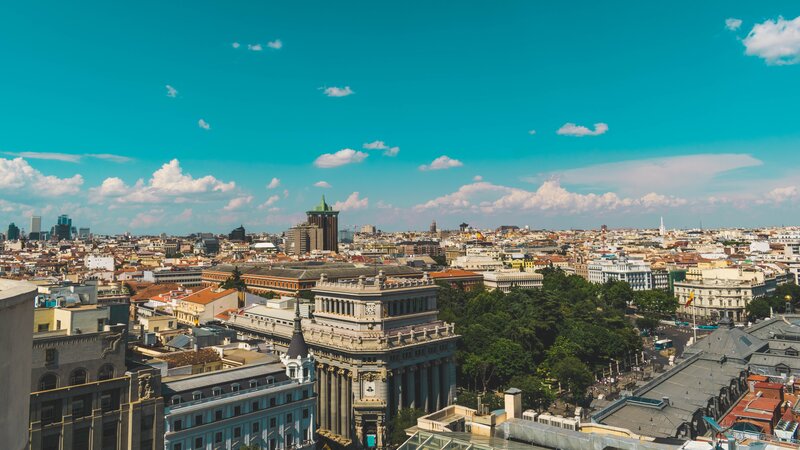 Madrid city skyline view