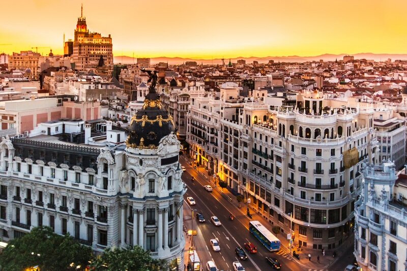 Madrid Cityscape at Sunset