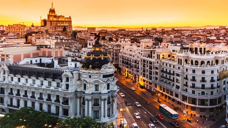 Madrid Skyline at Sunset — Orange