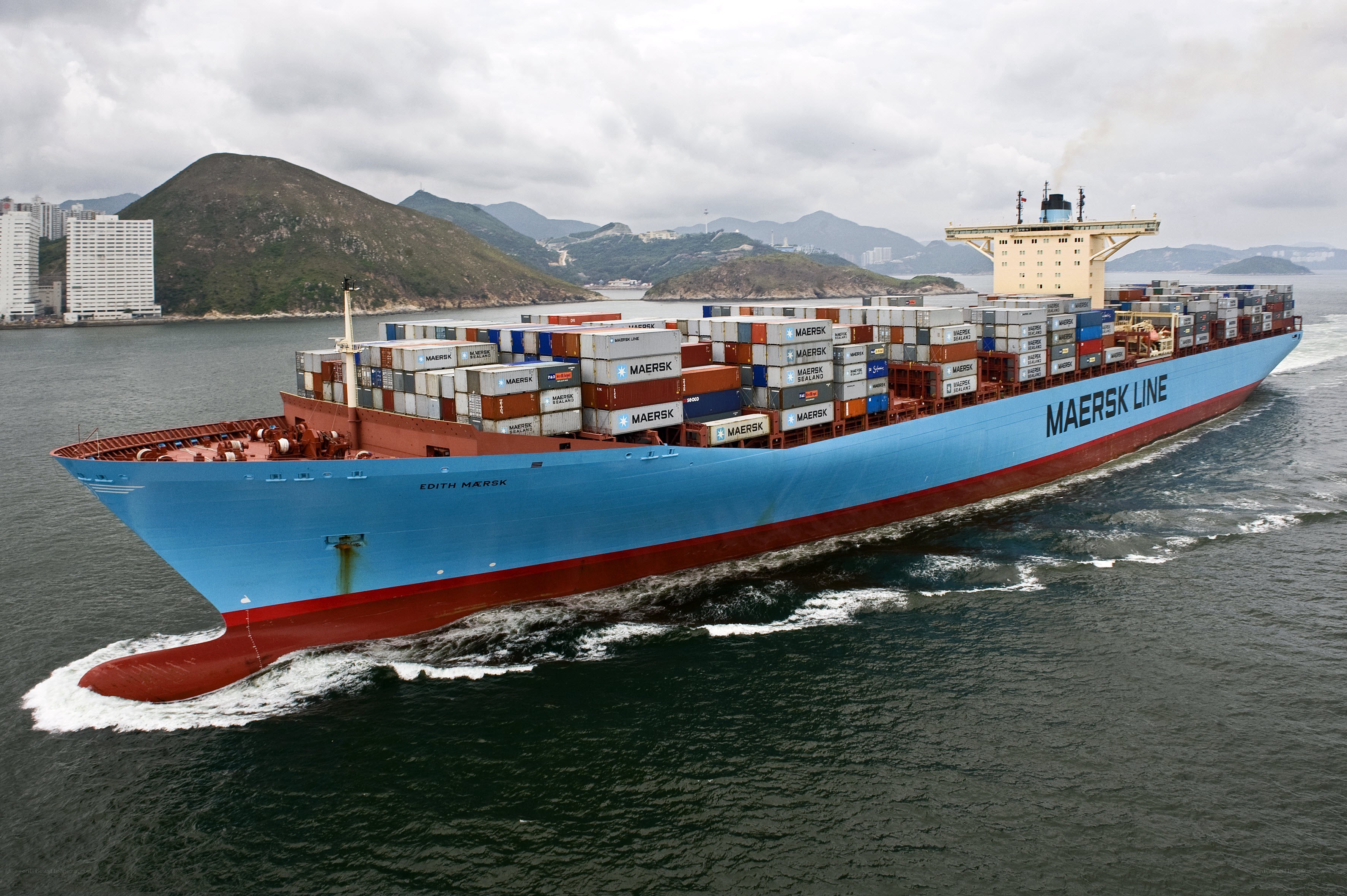 Maersk container ship at sea