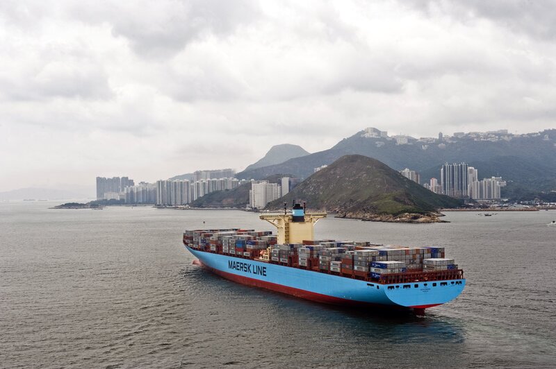 Maersk container ship in harbor