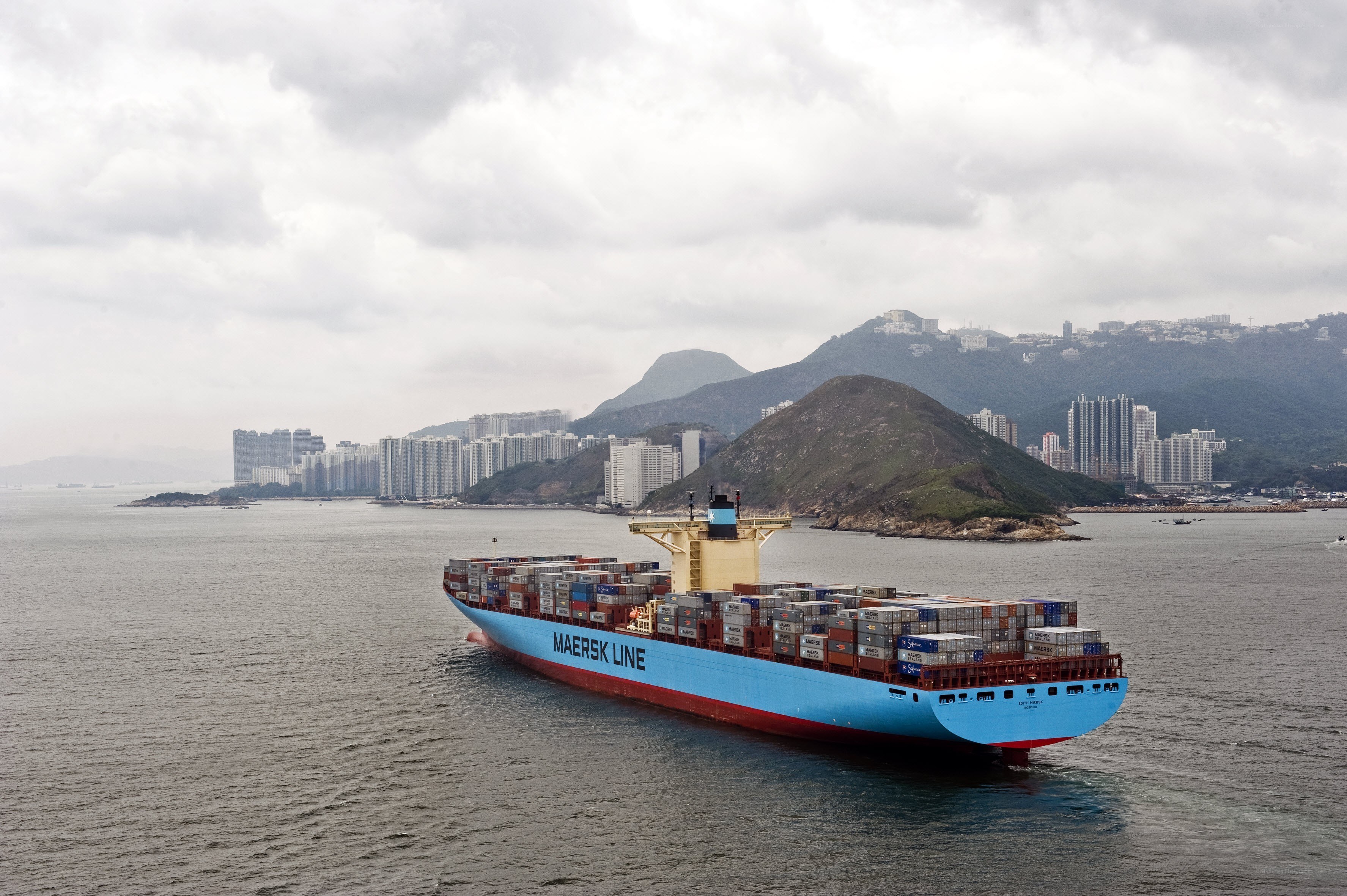 Maersk container ship in harbor