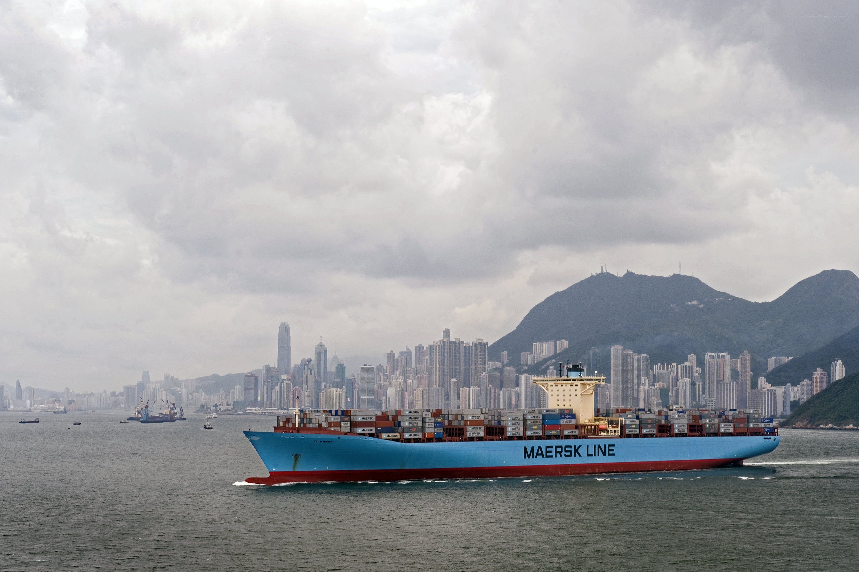 Maersk container ship in harbor