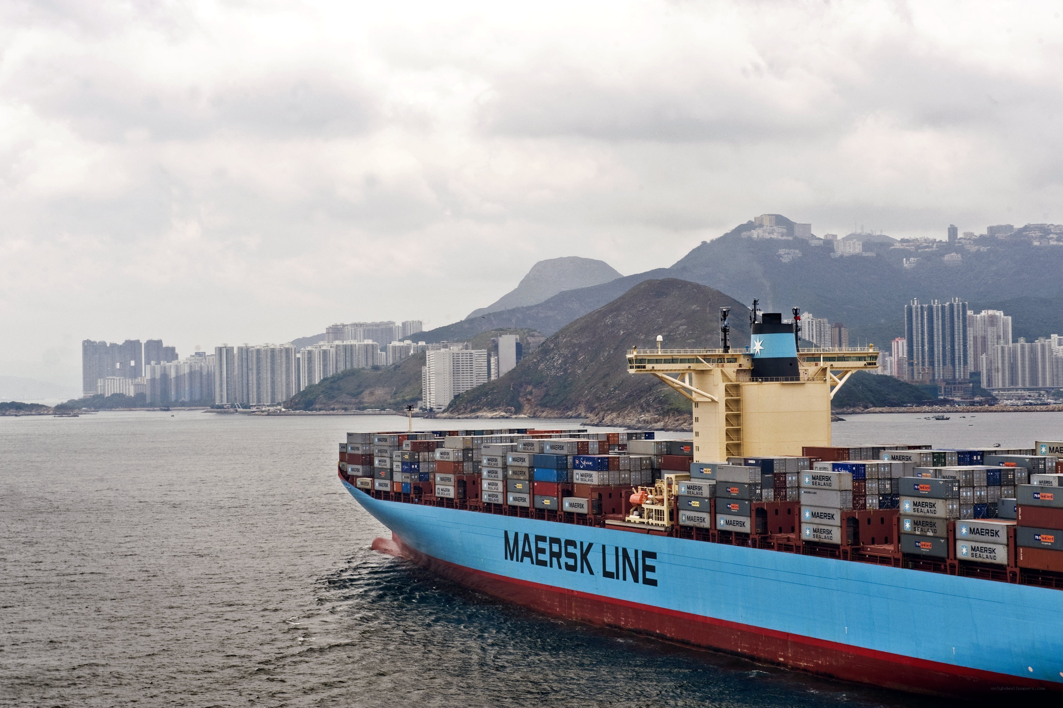 Maersk container ship in harbor