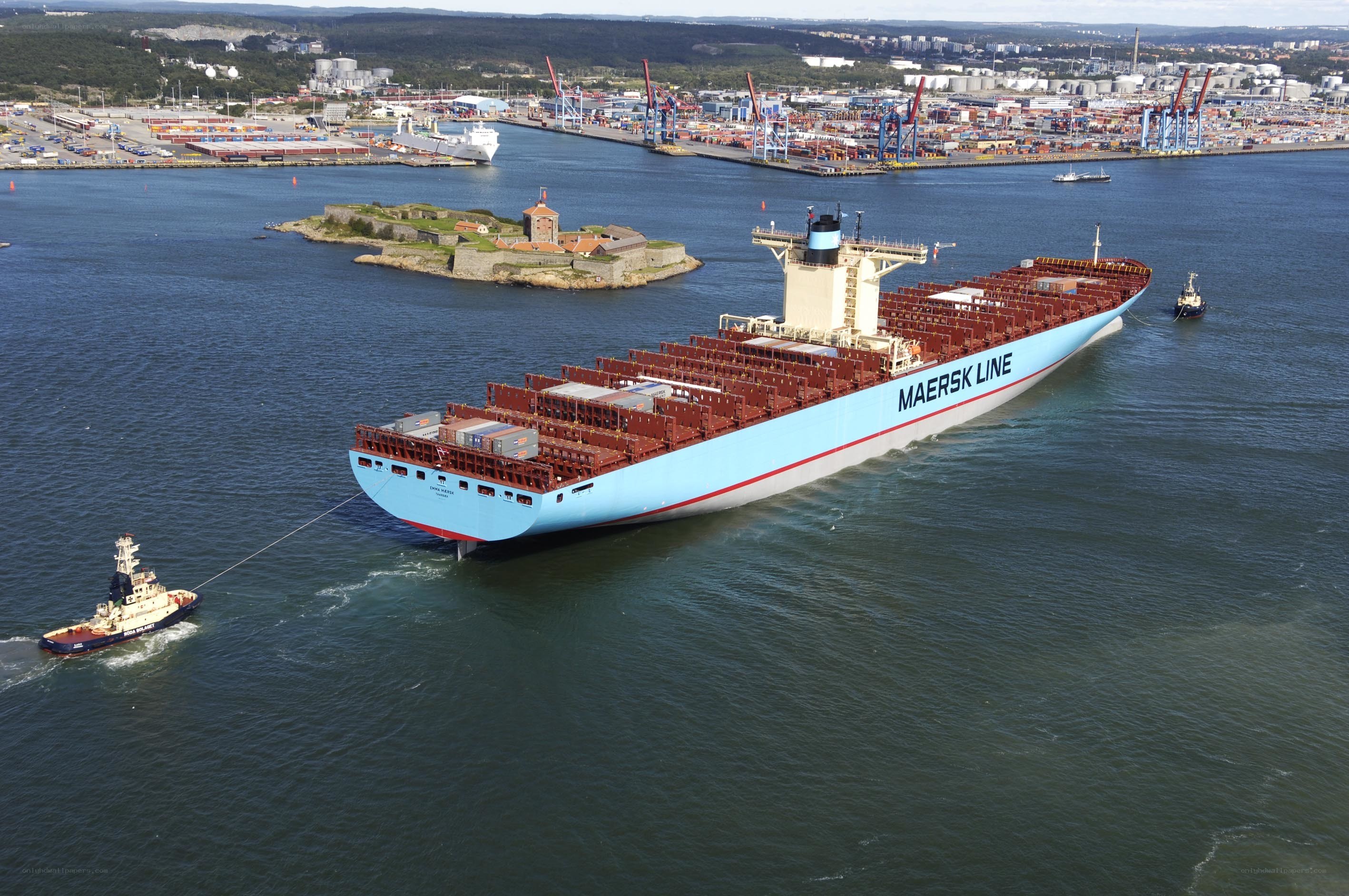 Maersk container ship in port