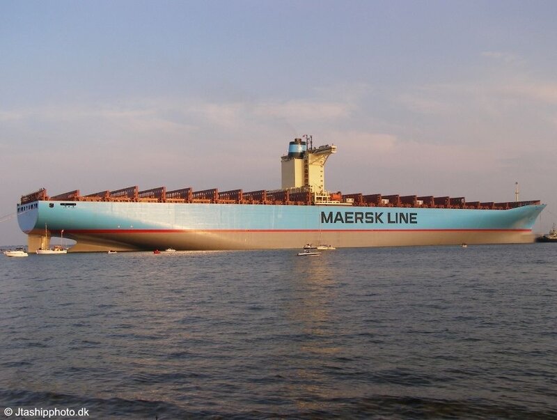 Maersk Line Container Ship — Blue, Calm, Sunset