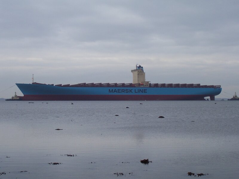 Maersk Line Container Ship — Blue, Overcast, Photograph