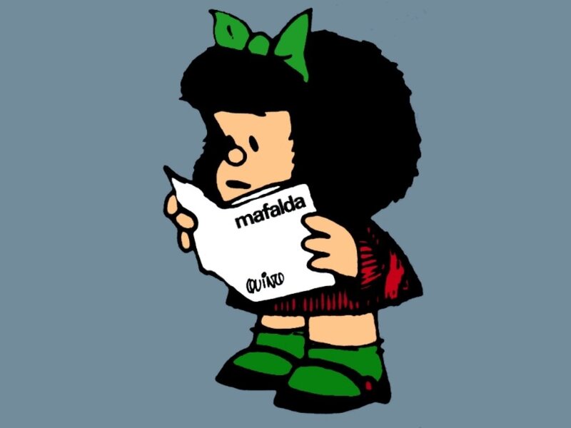 Mafalda reading a book