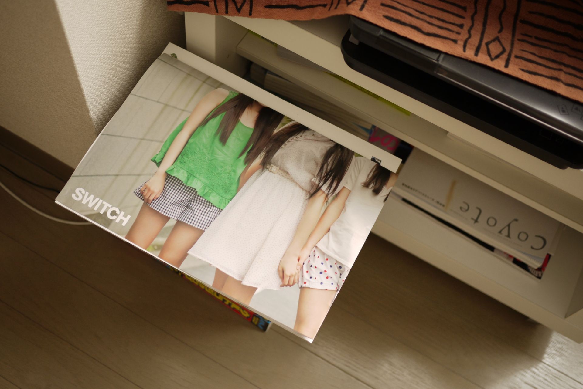 magazine on a shelf