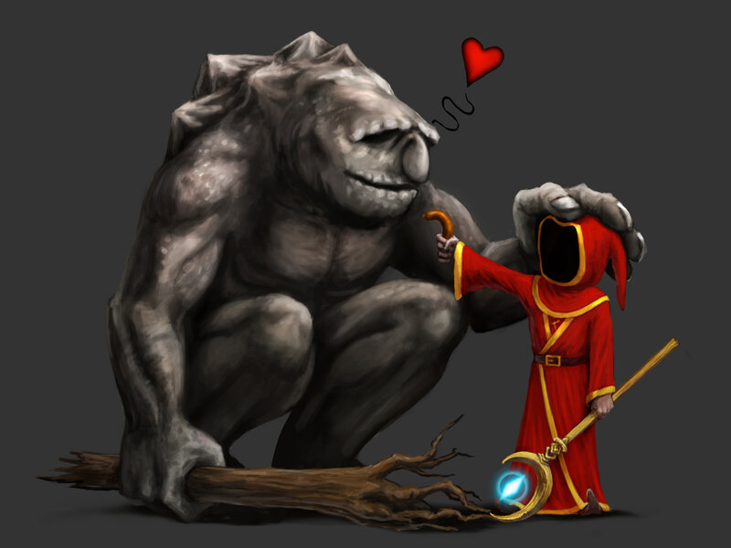 mage and stone golem