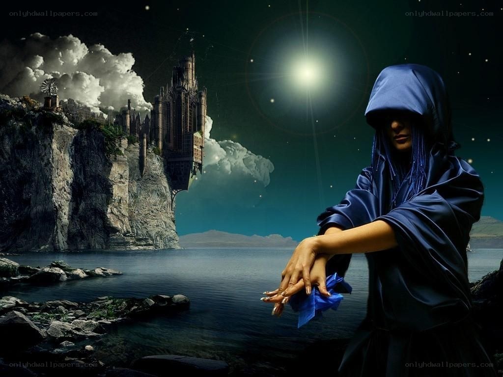mage by the sea at night