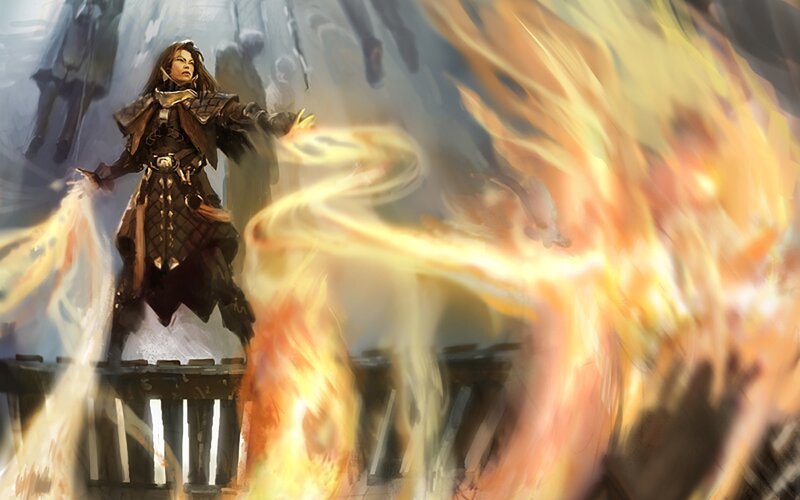 mage casting fire spell