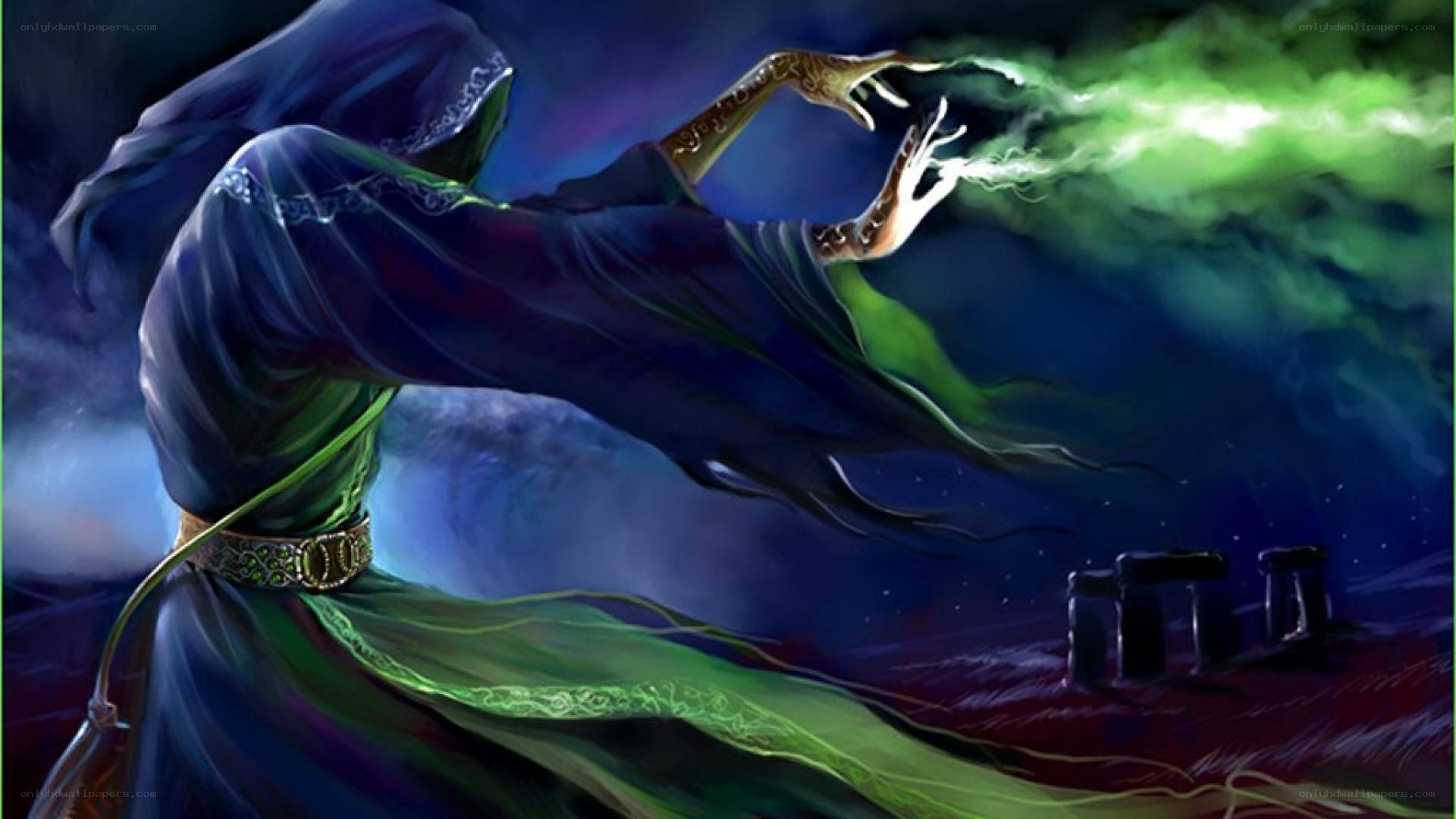 mage casting green spell