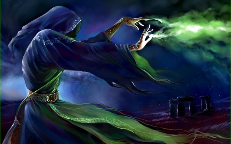 mage casting green spell
