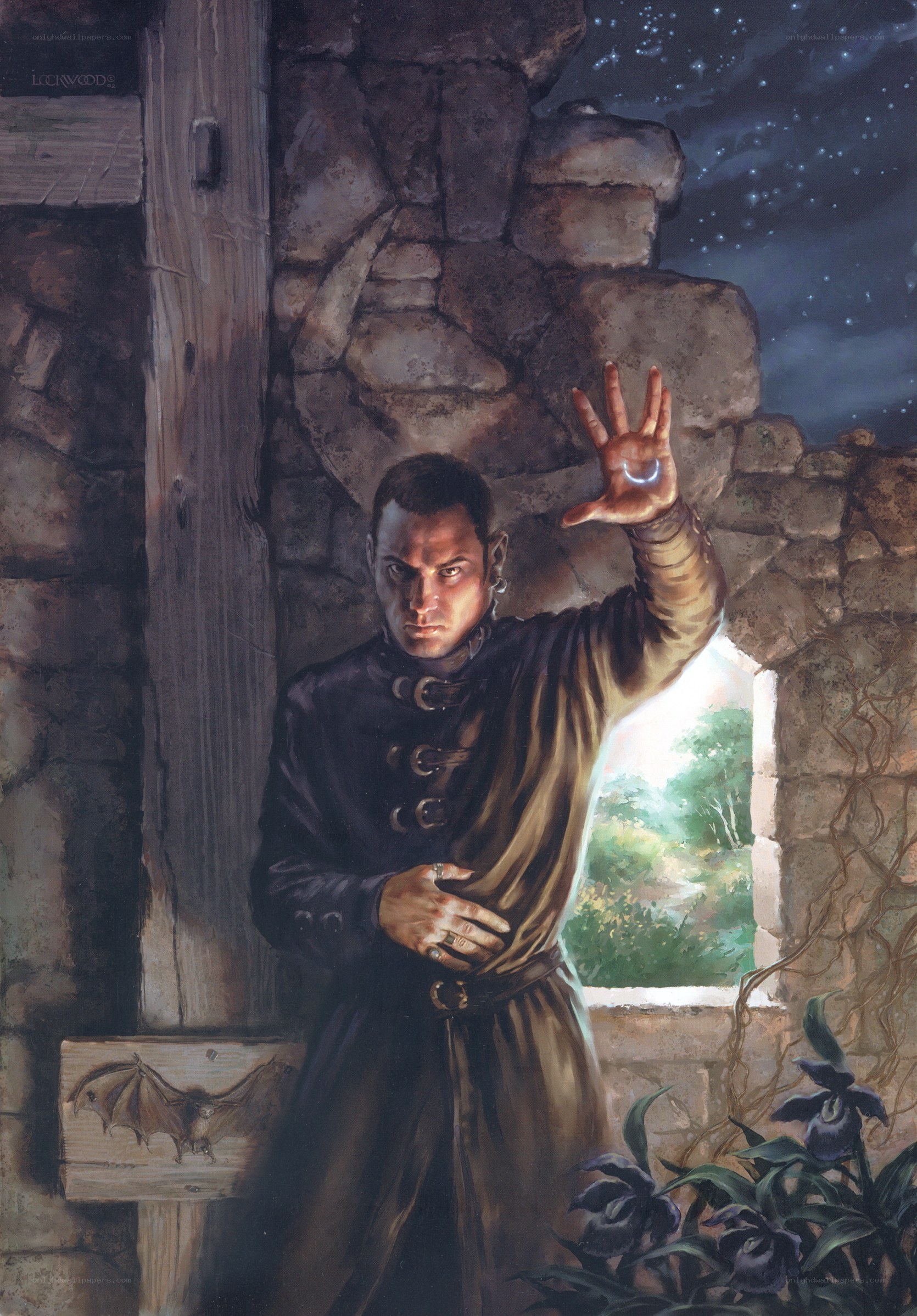 mage casting spell at night