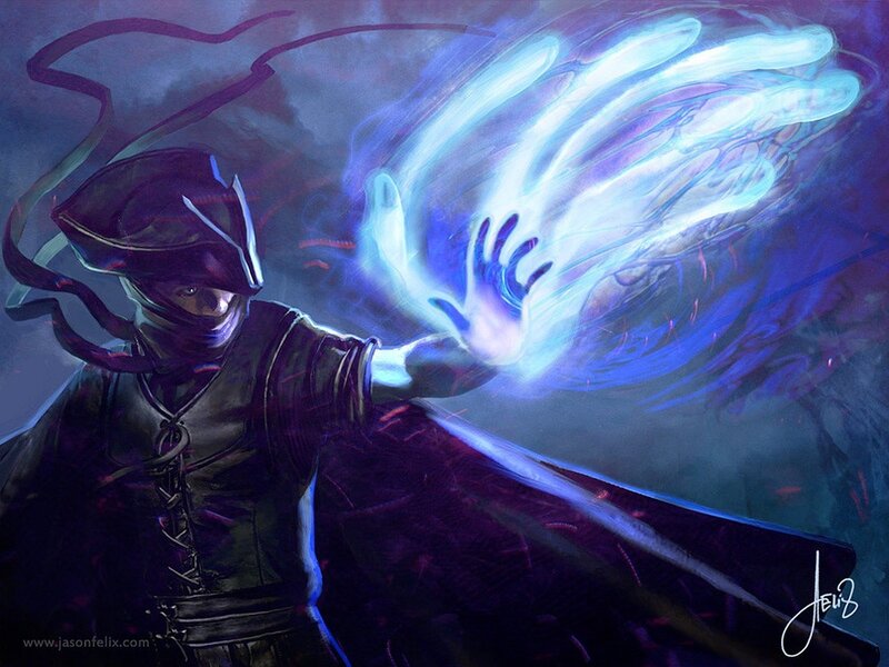 Mage Casting Spell — Blue, Dramatic, Night, Digital Art, Magic