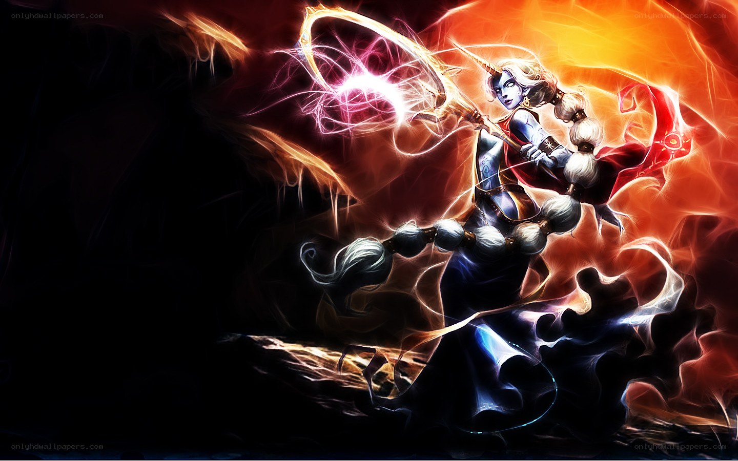 mage casting spell in fiery battle