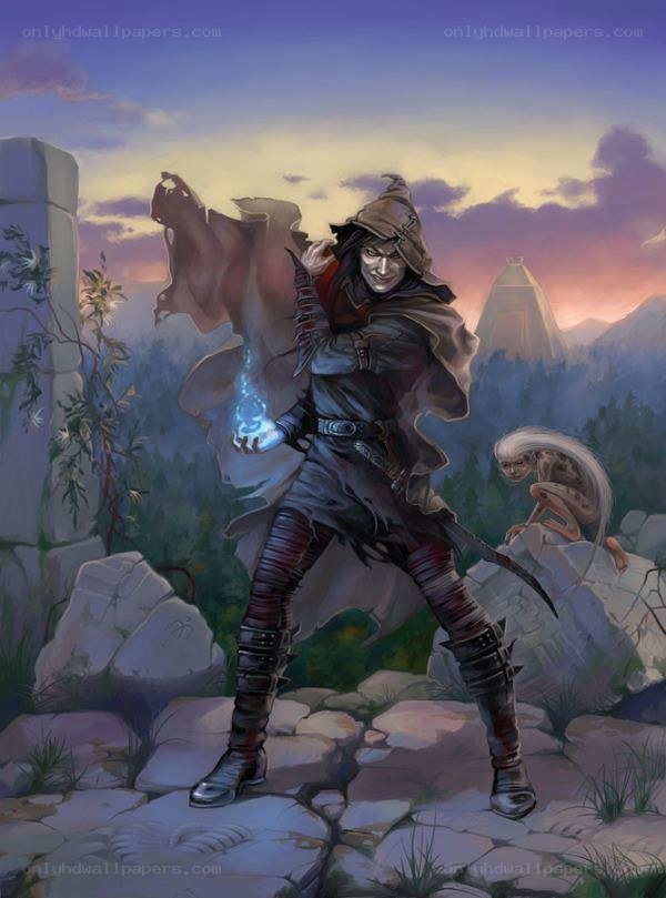mage casting spell in ruins