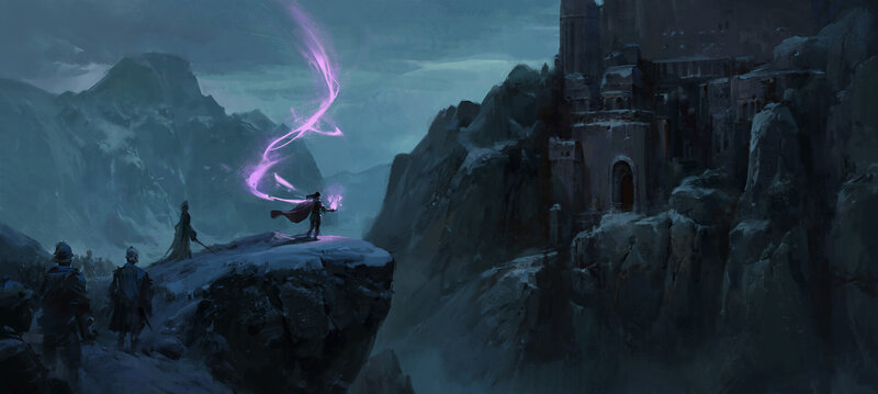 Mage Casting Spell — Purple, Dramatic, Night