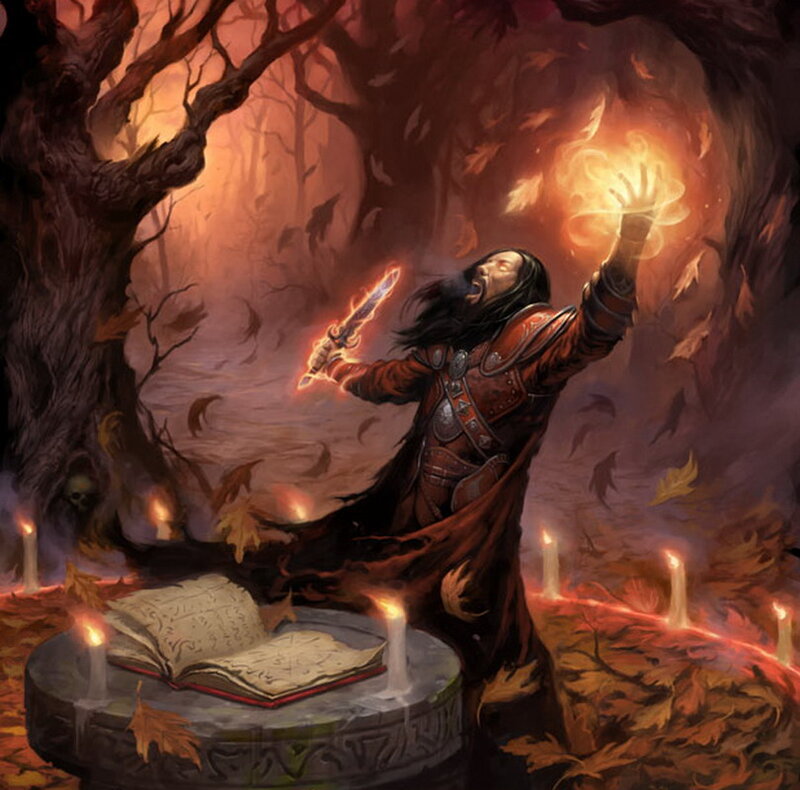 Mage Casting Spell — Red
