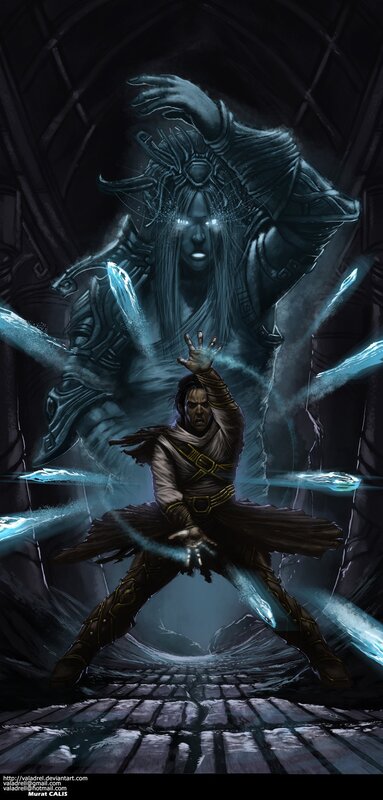 mage confronts a ghostly figure