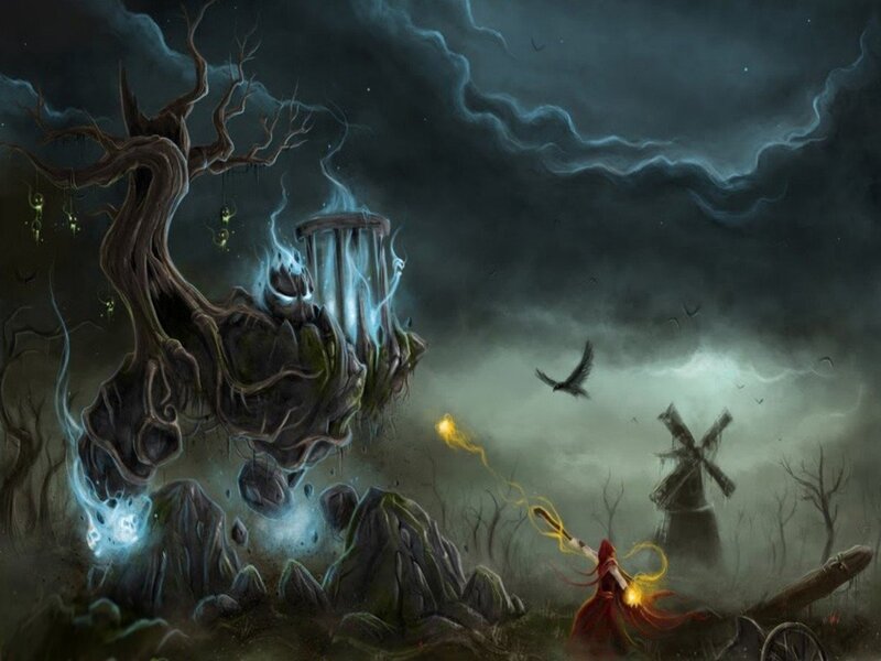 Mage Fighting a Tree Monster