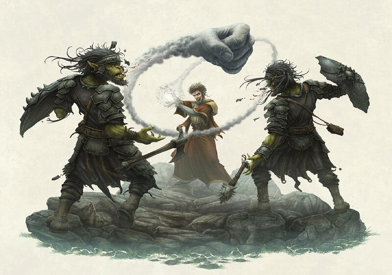 Mage Fighting Orcs
