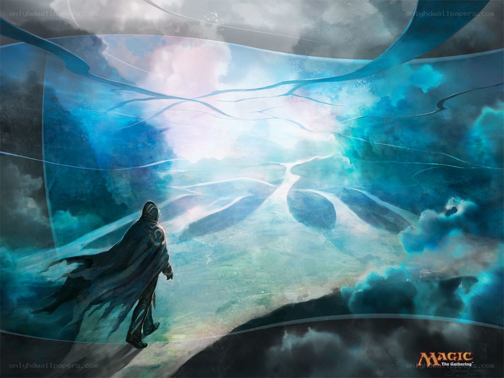mage gazes at magical landscape