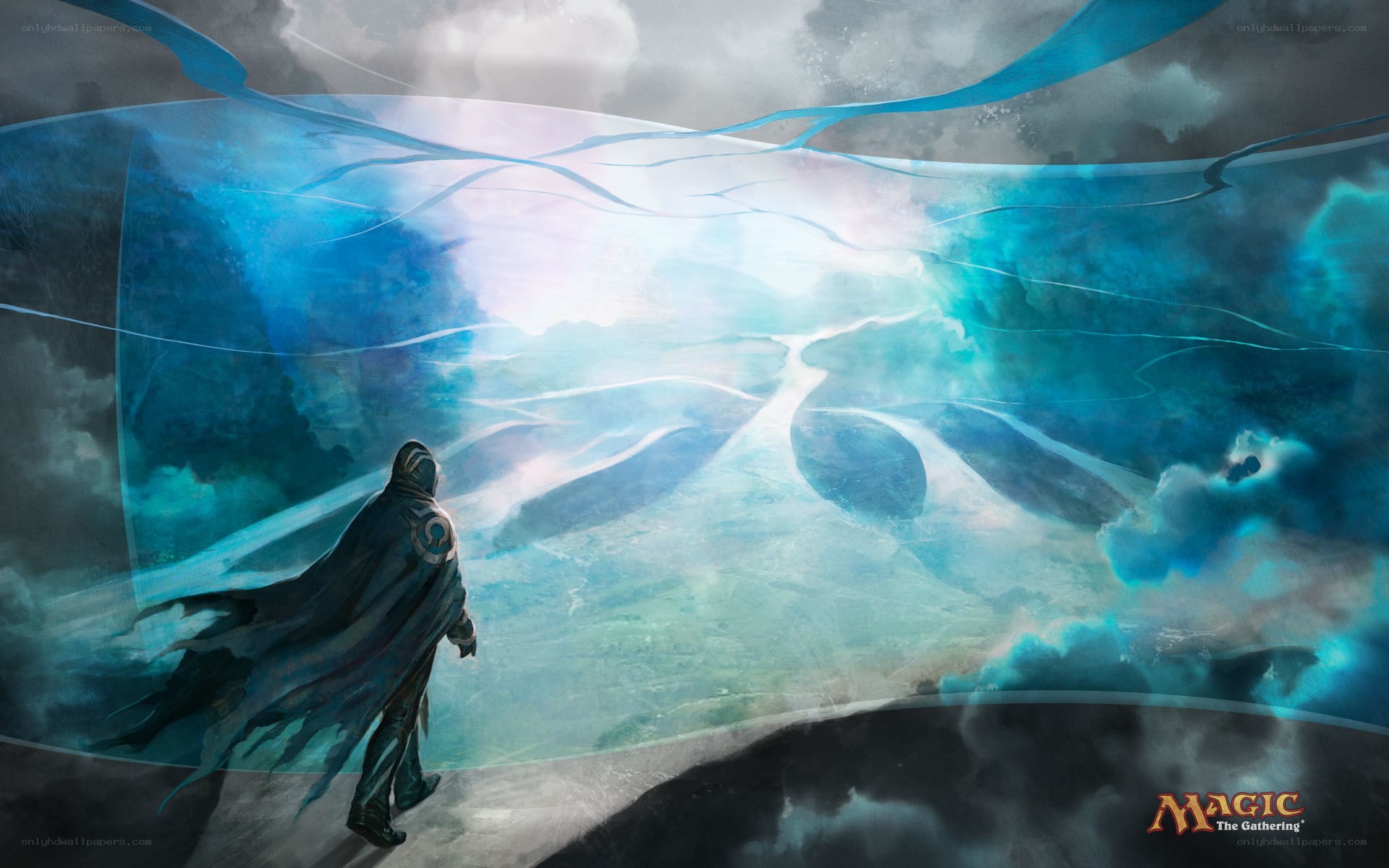 mage gazes at magical landscape