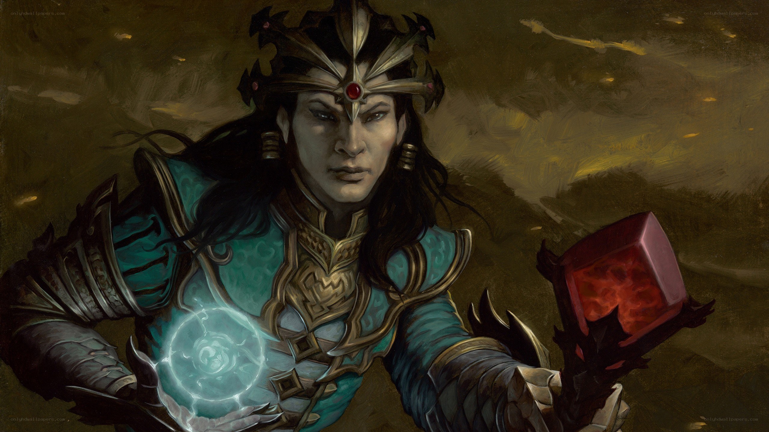 mage holding magical orbs