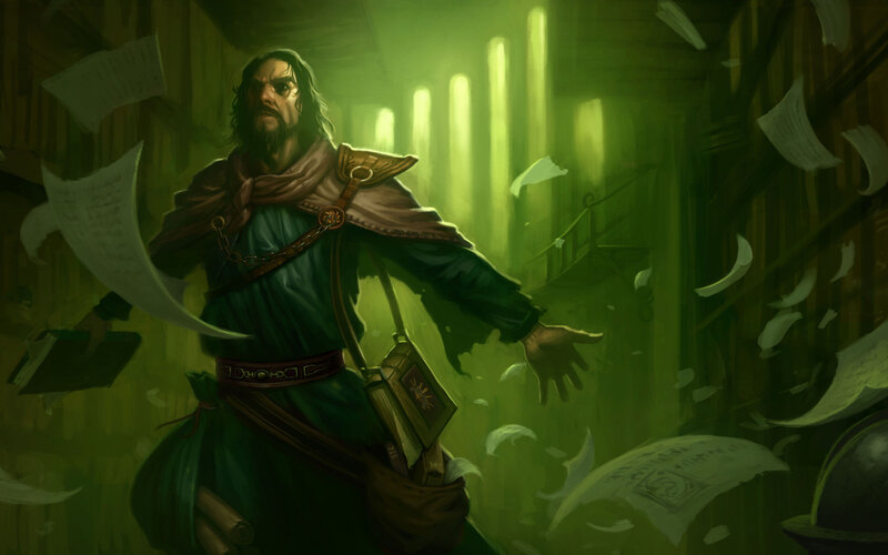 mage in a library