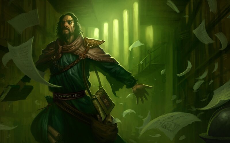 mage in a library