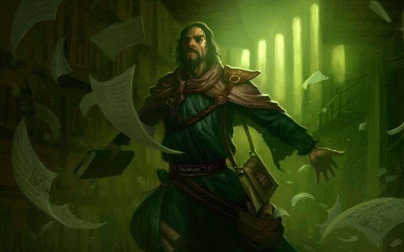 mage in a library