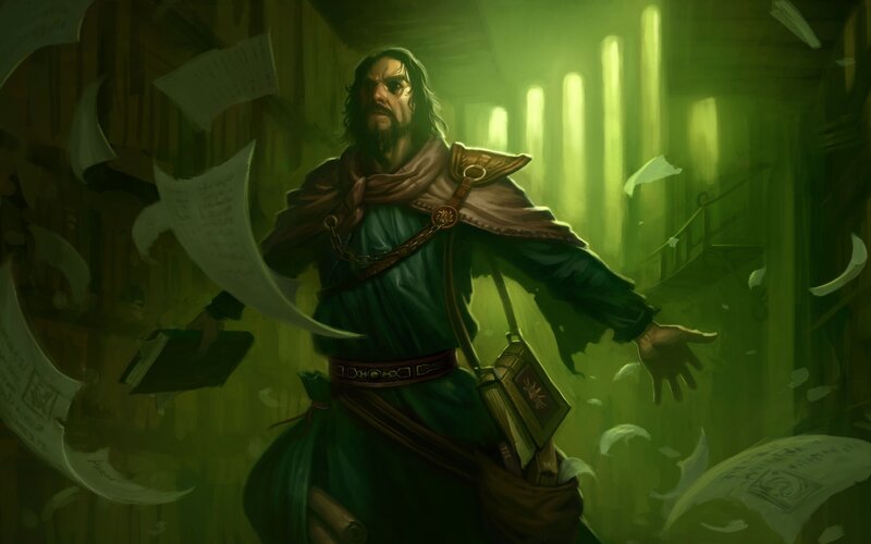 mage in a library