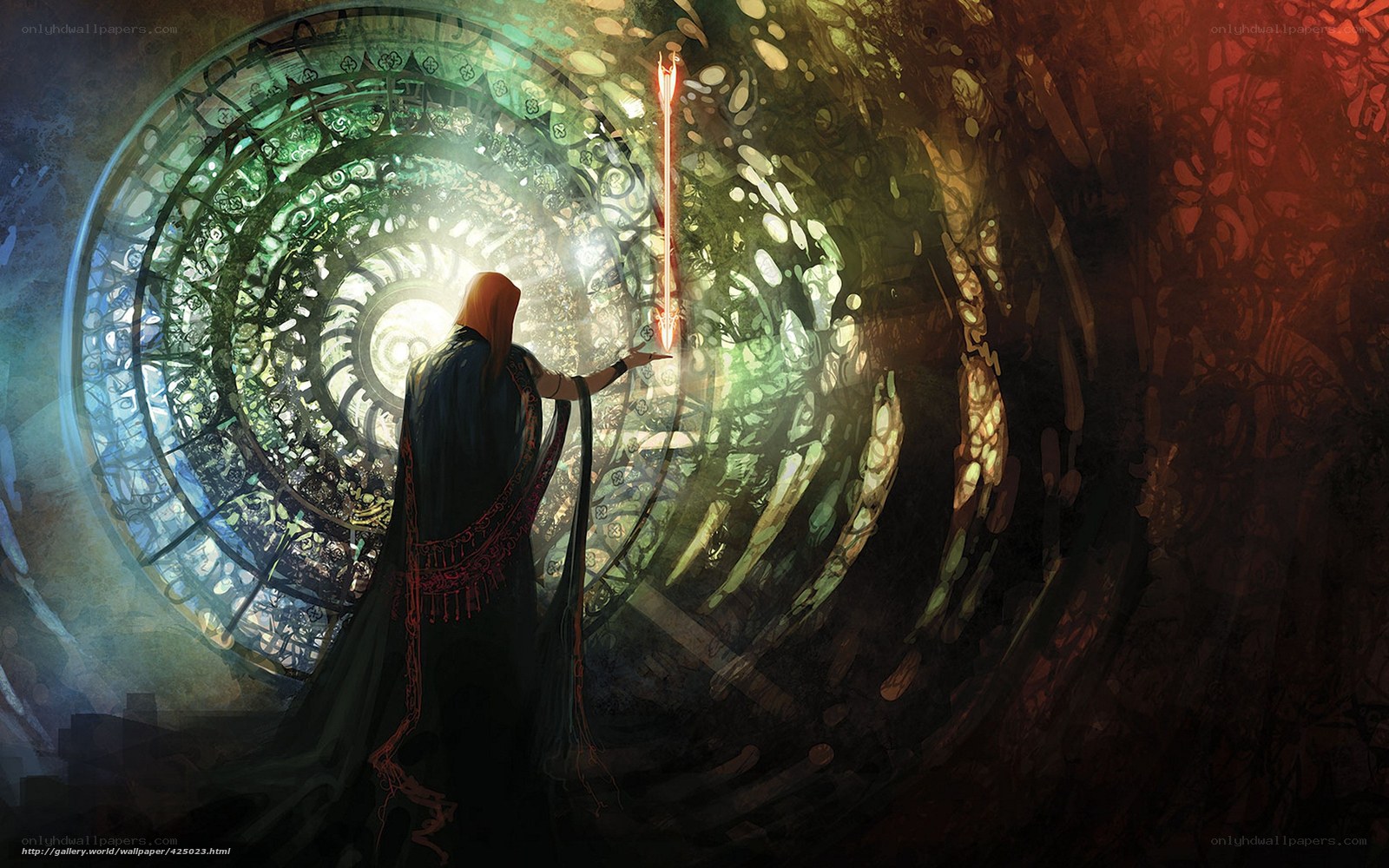 mage in a magical tunnel