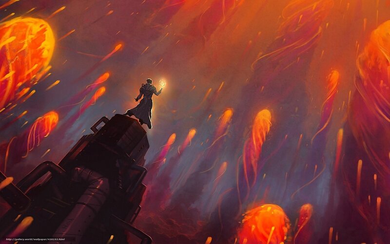 mage in fiery storm