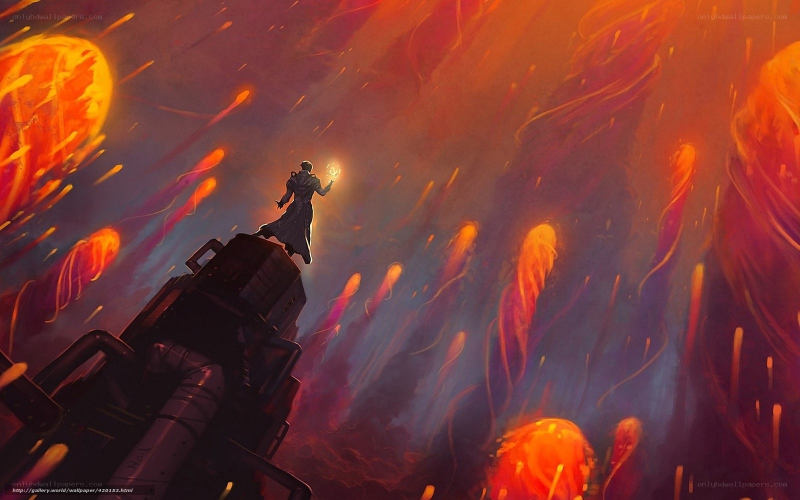 mage in fiery storm