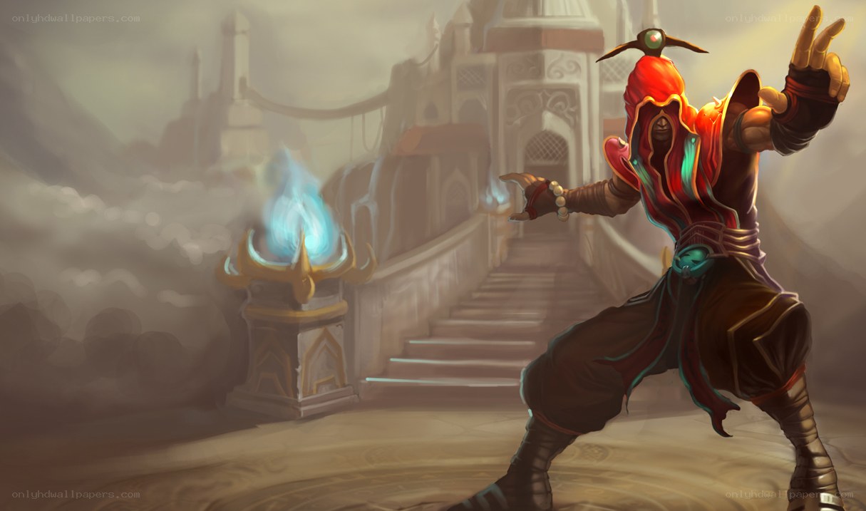 mage in red hood casting spell