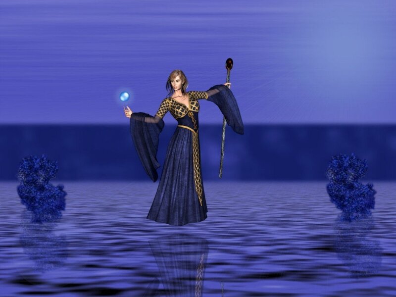 mage on a blue lake