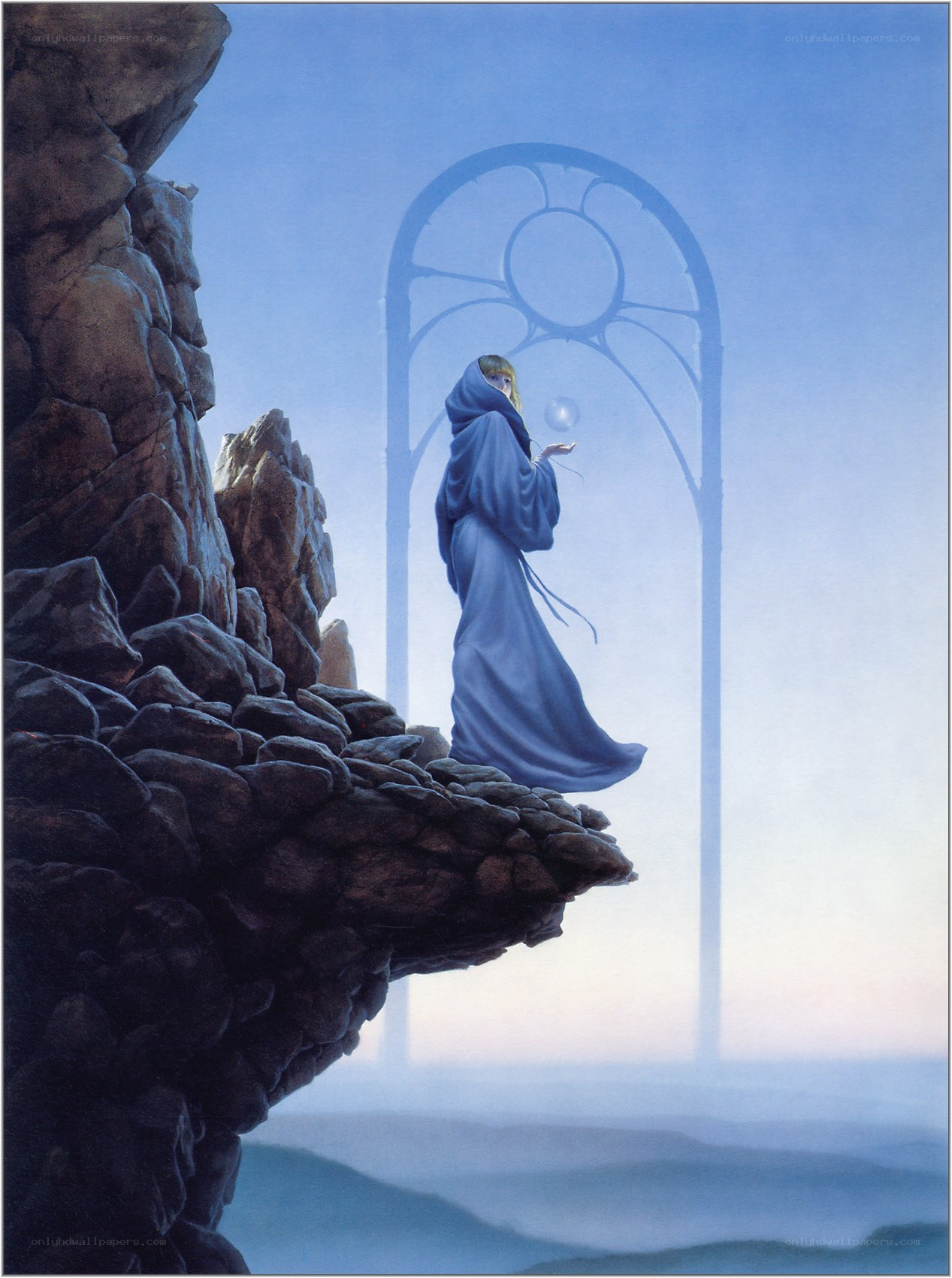 mage on a cliff with portal