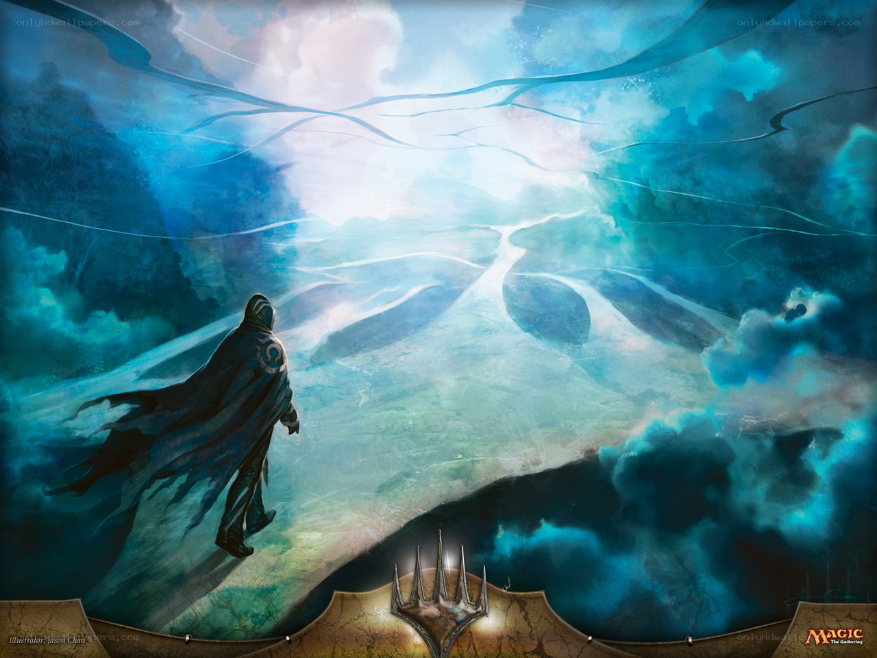 mage overlooking a mystical landscape