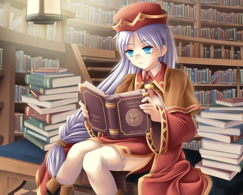 mage reading in a library