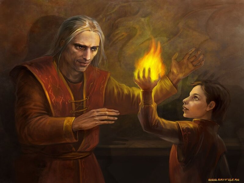 mage teaching fire magic