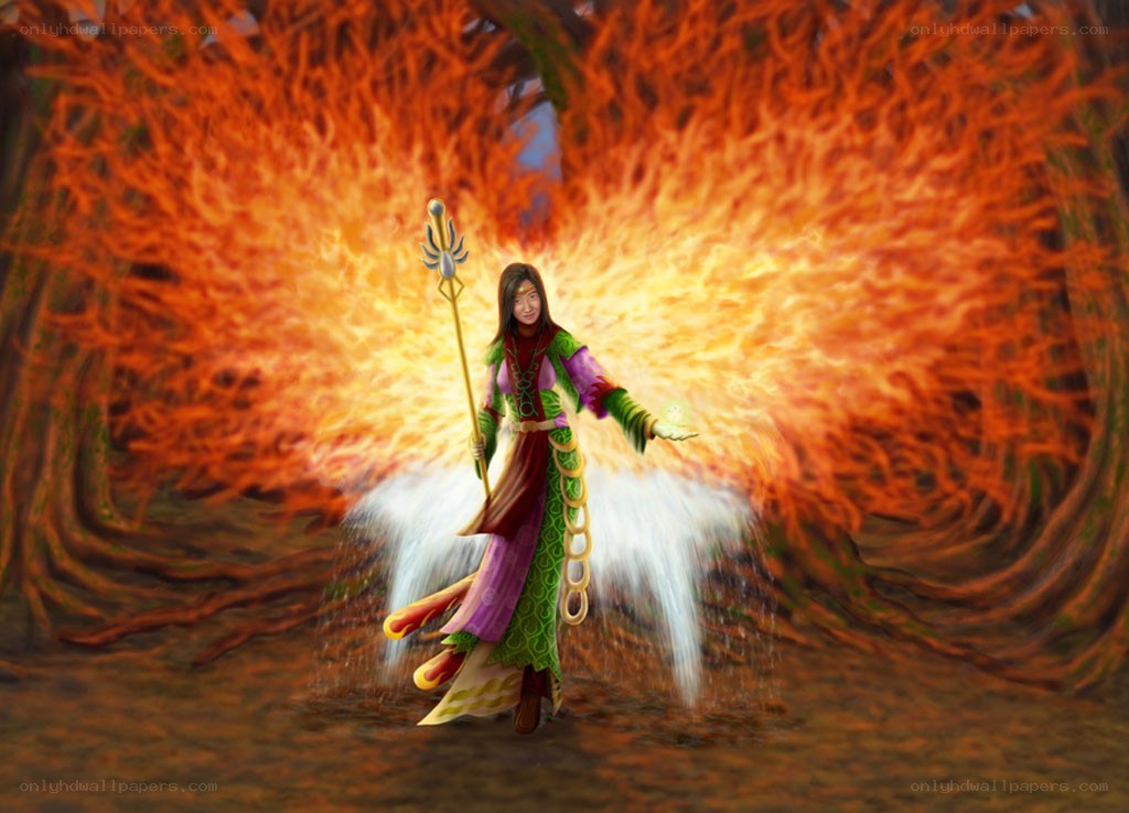 mage with fire and water magic